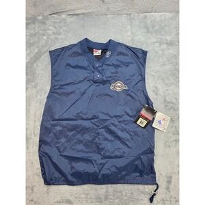 NWT Rawlings Milwaukee Brewers MLB Windbreaker Vest Navy Blue Boys L Embroidered